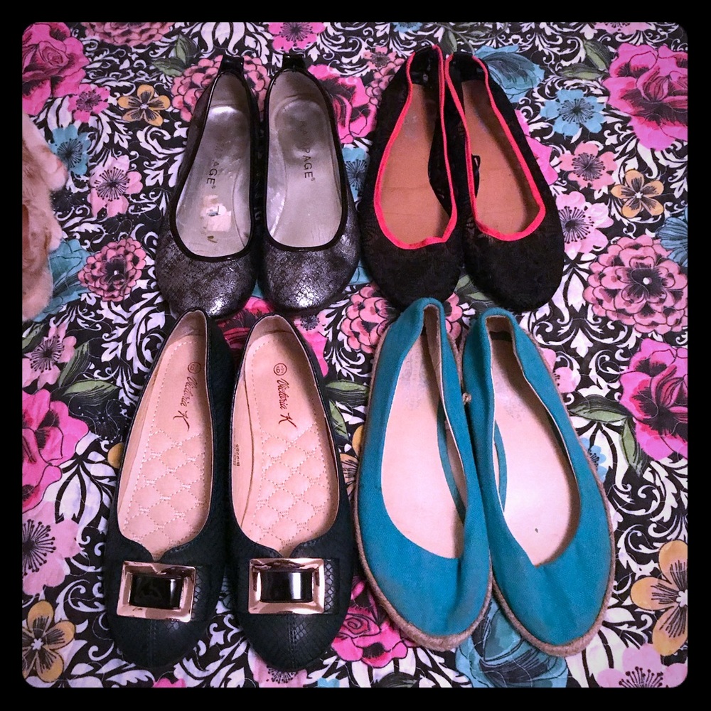Bundle of 4 pairs of used flats all size 6.5